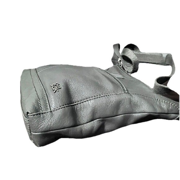 The Sak Gray Leather Crossbody Bag Adjustable Strap Soft Pebbled Leather EUC - Picture 3 of 16